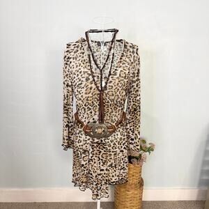 Stunning leopard print vintage 90s y2k mesh dress